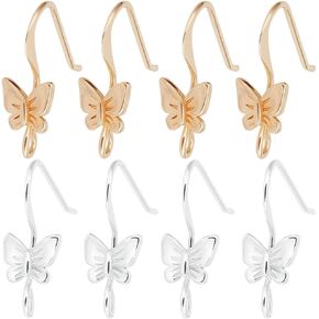 Beebeecraft 20pcs 2 ألوان الفراشة استنتج القرط 18 كيلو برسال السنانير المطلية بالذهب والبلاتين مع حلقة لصنع المجوهرات DIY: 0.79 × 0.31inch (20 × 8 مم)