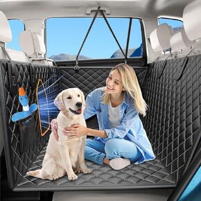 GEARGO XL Dog Car Seat Cover - Heavy Duty 400LB Hard Bottom Back Seat Extender for Cars, SUV & Trucks | Waterproof Pet Hammock with Mesh Window & Storage Pocket | Non-Slip Vehicle Seat Protector (XL)