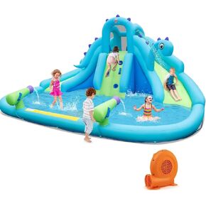 BOUNTECH Inflatable Water Slide Park, 15x12FT Kids Mega Waterslide for Outdoor w/Dual Slides for Racing Fun, Heavy Climbing Wall, Blow up Water Slides Inflatables for Big Kids Backyard Party Gifts
