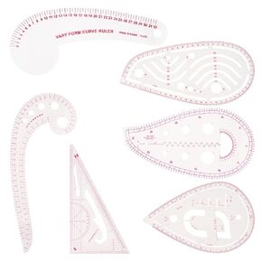 6pcs Sew French Curve Ruler Metric Shaped Plastic Sewing Tools Measure Ruler for Sewing Pattern Making Design DIY Dress Clothing, Bendable Drawing Template for Designers and Tailors Beginners