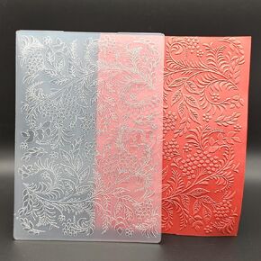 Plastic Embossing Folder (5 Inch x 7 Inch | Small Fruits & Long Leaves) Paper Crafts Plastic Textured Impressions for Card Making Scrapbooking