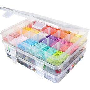3 Pack Plastic Organizer Box with Adjustable Dividers 18 Grids Clear multi Compartment Storage Container Small Case for Beads Crafts Jewelry Fishing Tackles Tackles nail charm sticker
