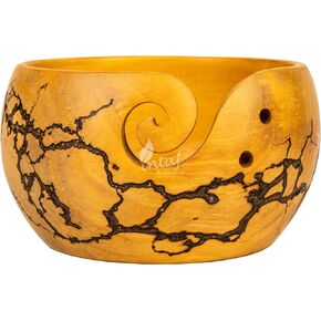 INTAJ Handmade Large Wooden Yarn Bowl for Knitting Crochet Perfect Yarn Holder Rosewood Bowl for Mothers Day Christmas Gift