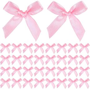 50 PCS Mini Pink Dows for Gift Wrapping ، Bow Satin Satin Ribbon Bow ، أقواس صغيرة من النسيج الناعم لطيف للحرف اليدوية ، إكسسوارات خياطة Bowknot للزهور تغليف عيد ميلاد عيد الميلاد ديكور حفل زفاف عيد الميلاد