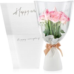 Harloon 100 PCS Flower Rapping Calcs 11 × 5.1 × 17.3in كرافت الورق الأكمام الزهرة للباقة واضحة ورقة تغليف حقيبة تعبئة الزهور المتعددة لحفل زفاف عيد الأم (ملونة)