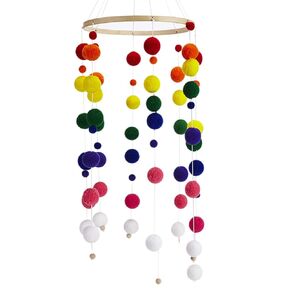 AONTUS Baby Crib Mobiles Wooden Wool Beads for Children Boys Girls Babies Bed Room Decoration Pendant (White Ash Leaves)