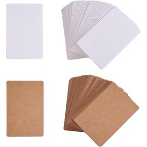200 Pcs 2 Colors Earring Card Rectangular Earring Display Card, Necklace Card Classic Earring Paper Holder Card Set for Earring Packaging Sales Display
