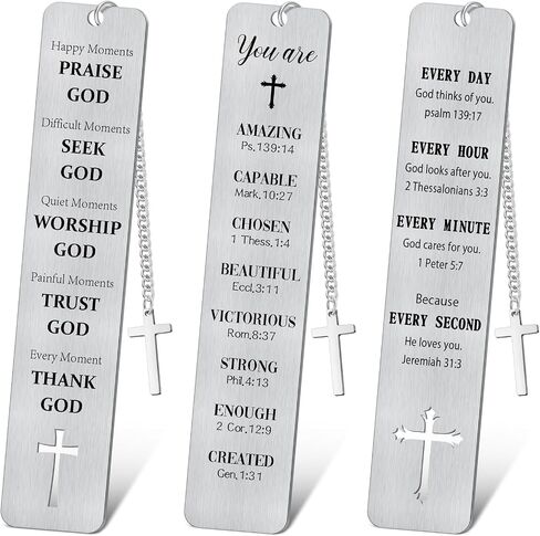 3PCS Metal Bookmark Bulk Christian Gifts, First Communion Gifts for Women Men Girls Boys, Bible Bookmarks with Cross Tassel, Religious Bookmark Faith Gifts Easter Basket Fillers (Cross) in Saudi Arabia