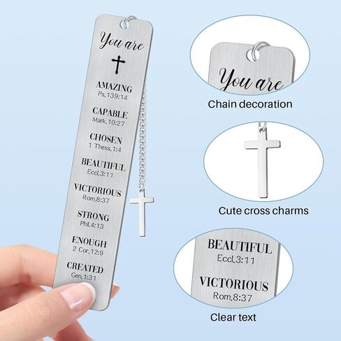3PCS Metal Bookmark Bulk Christian Gifts, First Communion Gifts for Women Men Girls Boys, Bible Bookmarks with Cross Tassel, Religious Bookmark Faith Gifts Easter Basket Fillers (Cross) in Saudi Arabia
