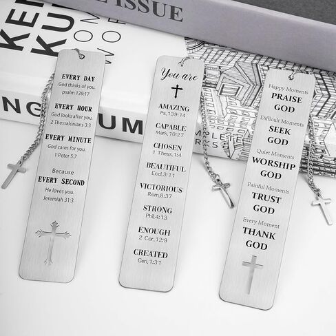 3PCS Metal Bookmark Bulk Christian Gifts, First Communion Gifts for Women Men Girls Boys, Bible Bookmarks with Cross Tassel, Religious Bookmark Faith Gifts Easter Basket Fillers (Cross) in Saudi Arabia