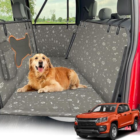 Dog Back Seat Extender for Compact Truck Holds 400LB, Compatible with Ford Maverick/Hyundai Santa Cruz, 600D Heavy Duty Oxford Scratch Proof Nonslip Waterproof Dog Pet Bench Seat Cover in Saudi Arabia