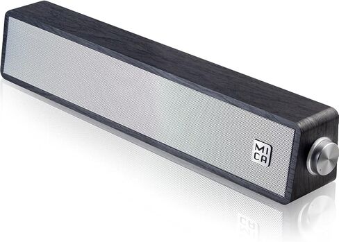 MICA Computer Speakers, Wired Computer Sound Bar, Wooden Mini Soundbar, USB Powered PC Speakers for Desktop Monitor, Laptop, Tablet, 3.5mm Aux Connection, Angled, Yellow (M30C) in Kuwait