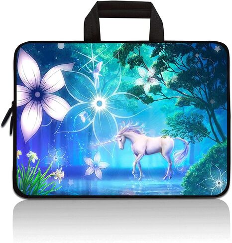 14 15 15.4 15.6 inch Laptop Handle Bag Computer Protect Pouch Holder Notebook Sleeve Neoprene Cover Soft Carrying Travel Case fit Dell Lenovo Toshiba HP Chromebook ASUS Acer (Cute Unicorn) in Saudi Arabia