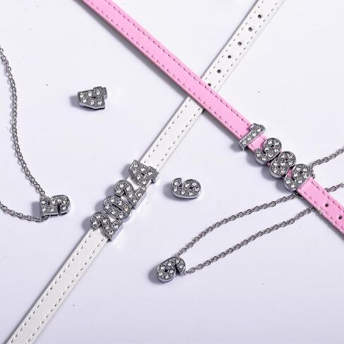 stino Rhinestone Letter Charms Set for Junk Cases, 52 Pieces, Slide Alphabet Beads for Phone Cases, Bracelets, DIY Jewelry Making, Silver in Saudi Arabia