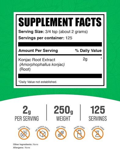 BULKSUPPLEMENTS.COM مسحوق الجلوكومانان - مسحوق مستخلص جذر الكونجاك، مسحوق مكملات الألياف، مسحوق الكونجاك - مكملات الألياف القابلة للذوبان، خالي من الغلوتين، 2 جرام لكل وجبة، 100 جرام (3.5 أونصة) in Kuwait
