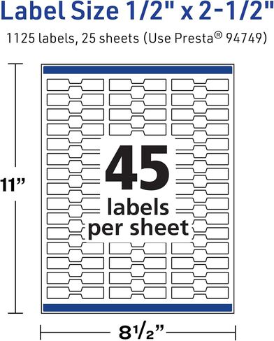 Avery TrueBlock Matte White Barbell Labels ، Feed Sure ، 0.5 "× 2.5" ، 450 ملصقات ، ليزر/نفث الحبر ، رائع لمجوهرات وعلامات المنتج in Kuwait