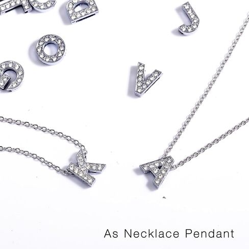 stino Rhinestone Letter Charms Set for Junk Cases, 52 Pieces, Slide Alphabet Beads for Phone Cases, Bracelets, DIY Jewelry Making, Silver in Saudi Arabia