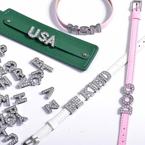 stino Rhinestone Letter Charms Set for Junk Cases, 52 Pieces, Slide Alphabet Beads for Phone Cases, Bracelets, DIY Jewelry Making, Silver in Saudi Arabia