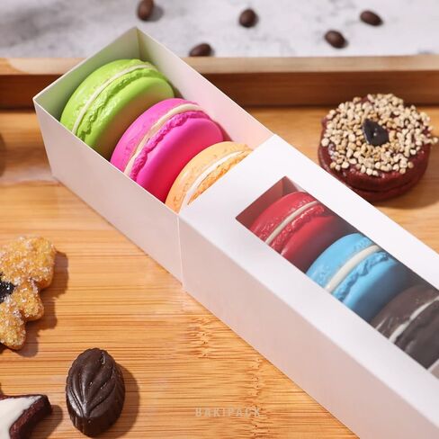 25 صناديق معكرون لـ 6 صناديق معكرون معكرون مع Macarons مع القياس الداخلي 7.3 "× 1.9" × 1.9 "مربعات هدايا مع Macarons مع نافذة صافية (بدون معكرون من الداخل) in Kuwait