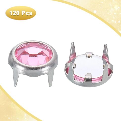 uxcell 120pcs عبوات راينستون مسمار ، 5.5 مم/0.22 "حبات مخلب راينستون مسمار ، مسامير معدنية مسامير ديكور لزخارف مركبة ديي مصنوعة حذاء ملابس حزام ، أرجواني in Kuwait