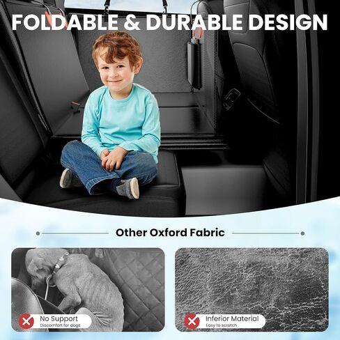 Dog Car Seat Cover for Back Seat, Hard Bottom Back Seat Extender for Dogs, Waterproof Dog Hammock for Truck Support to 400lbs, Car Seat Protector for Cars, Trucks, SUV, Jeep (Universal-PU-Black) in Saudi Arabia