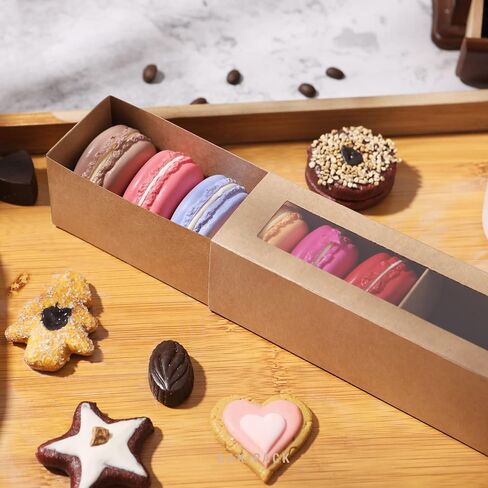 25 صناديق معكرون لـ 6 صناديق معكرون معكرون مع Macarons مع القياس الداخلي 7.3 "× 1.9" × 1.9 "مربعات هدايا مع Macarons مع نافذة صافية (بدون معكرون من الداخل) in Kuwait