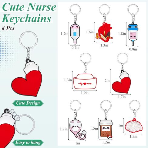 Henoyso 24 PCS Nurse Week Gifts Bulk 2025 Proofering Gift 8 Funny Pen 8 Trawractable Benel 8 Key Key -keychain key id idge stalers for CNA sterming (أناقة) (أنيقة) in Kuwait