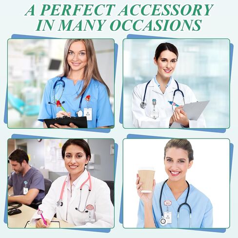 Henoyso 24 PCS Nurse Week Gifts Bulk 2025 Proofering Gift 8 Funny Pen 8 Trawractable Benel 8 Key Key -keychain key id idge stalers for CNA sterming (أناقة) (أنيقة) in Kuwait