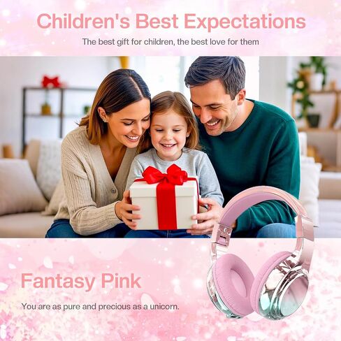 QearFun Kids Bluetooth Headphones, 60H Playtime, 74/85/94dB Volume Limit | For school, tablet, travel, kids wireless headphones feature HD mic, fast charging, foldable design, boys girls, wired mode in Kuwait