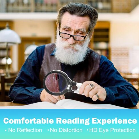 Compact Magnifying Glass with Lights,45X 10X 5X Small Handheld Lighted Magnifier, 3 LED Light Magnifying Glass for Reading Small Prints & Low Vision Seniors B&W in Saudi Arabia