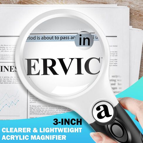 Compact Magnifying Glass with Lights,45X 10X 5X Small Handheld Lighted Magnifier, 3 LED Light Magnifying Glass for Reading Small Prints & Low Vision Seniors B&W in Saudi Arabia