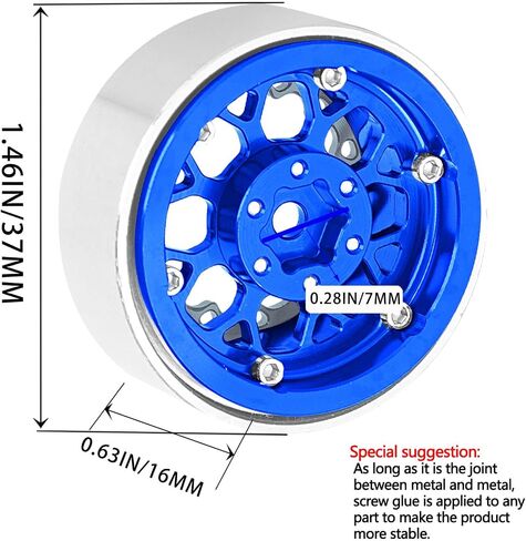 لـ SCX24 TRX4M 1/24 1/18 RC Crawler Car ، 1.3 "TIRES Beadlock Wheel Rim RC Truck Tyres Rims. (4pcs) Blue in Kuwait