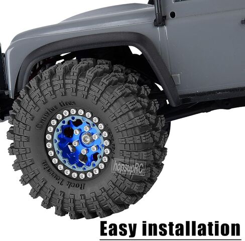 لـ SCX24 TRX4M 1/24 1/18 RC Crawler Car ، 1.3 "TIRES Beadlock Wheel Rim RC Truck Tyres Rims. (4pcs) Blue in Kuwait
