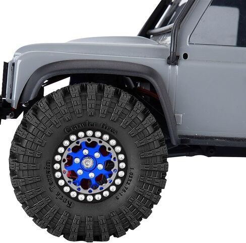 لـ SCX24 TRX4M 1/24 1/18 RC Crawler Car ، 1.3 "TIRES Beadlock Wheel Rim RC Truck Tyres Rims. (4pcs) Blue in Kuwait