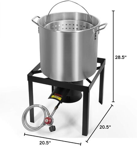 Barton 64Qt Turkey Deep Fryer w/High Pressure Burner All Purpose Aluminum 100,000 BTU Outdoor Boiler Roaster Clam Bake Crawfish Pot Boiling Lid Seafood Cajun Gas Stove Burner Stand Injector in Kuwait
