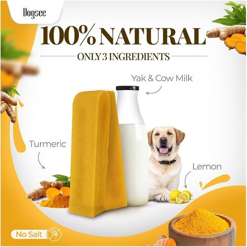 Dogsee Himalayan Yak Chews with Turmeric/Curcumin (Small - 3 Bars) | for Small Dogs | Dog Treats for Dogs | Help Alleviate Joint Pain | Rawhide-Free in Saudi Arabia