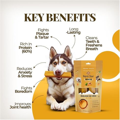Dogsee Himalayan Yak Chews with Turmeric/Curcumin (Small - 3 Bars) | for Small Dogs | Dog Treats for Dogs | Help Alleviate Joint Pain | Rawhide-Free in Saudi Arabia
