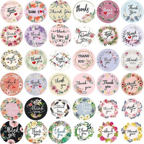 Thank You Stickers in 36 Designs, 2500 Pcs 1 Inch Thank You Stickers Labels for Envelopes, Bubble Mailers and Gift Bags Packaging for Small Business (Floral Style) in Saudi Arabia
