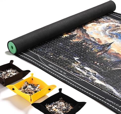 حصيرة الألغاز بانوراما رول 48.4 "× 35" حارس محمول لما يصل إلى 3000 شخص من البوليستر السلس يشمل 6 صواني فرز وحقيبة تخزين ودية للسفر (500 - 3000 قطعة) in Saudi Arabia