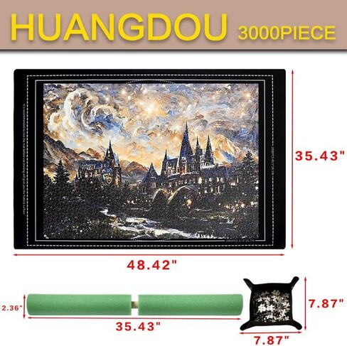 حصيرة الألغاز بانوراما رول 48.4 "× 35" حارس محمول لما يصل إلى 3000 شخص من البوليستر السلس يشمل 6 صواني فرز وحقيبة تخزين ودية للسفر (500 - 3000 قطعة) in Saudi Arabia