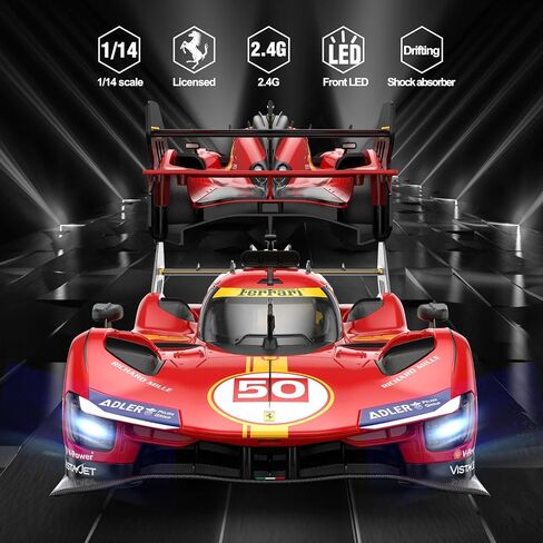 Rastar RC Cars 1/14 Ferrari 499p Le Mans Hypercar Control Control Sports Sports Car Ferrari RC Cars للبالغين فيراري لعبة للأطفال ، 2.4 جم. in Kuwait