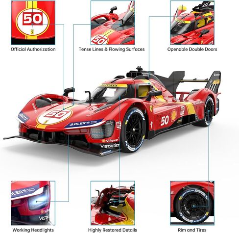 Rastar RC Cars 1/14 Ferrari 499p Le Mans Hypercar Control Control Sports Sports Car Ferrari RC Cars للبالغين فيراري لعبة للأطفال ، 2.4 جم. in Kuwait