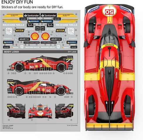 Rastar RC Cars 1/14 Ferrari 499p Le Mans Hypercar Control Control Sports Sports Car Ferrari RC Cars للبالغين فيراري لعبة للأطفال ، 2.4 جم. in Kuwait
