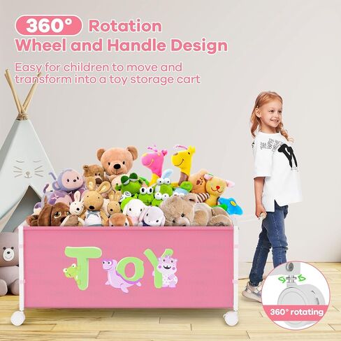 Toy Box Storage, 180L Extra Large Toy Chest with 360° Wheels, Oxford Cloth Metal Toy Box for Boys, Girls, Stuffed Animals, Clothes, Bedroom, Living Room (Pink) in Saudi Arabia