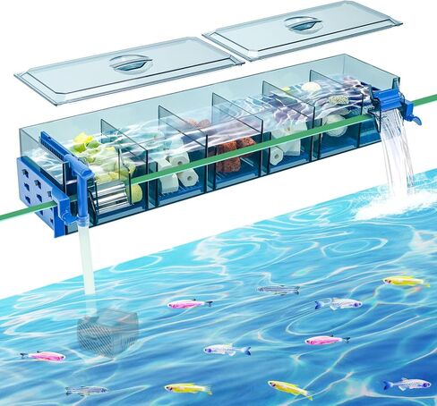 مرشح حوض السمك المتعدد المراحل لخزانات السمك من 20-50 جالون أسماك الشلال الأوكسجين ونظام مرشح هواية فائقة الدقة مع حماية دفقة وتصاعد مزدوج (13 بوصة) in Kuwait