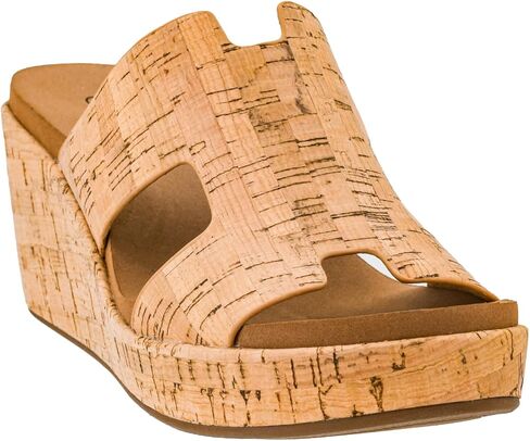 Corkys Footwear Women's Pucker Up EVA Foam Platform Slip On 2.50 Inch Wedge Light Weight Cushioned Memory Foam Insole Peep Toe Casual Dressy Trendy Sandals for Women in Saudi Arabia
