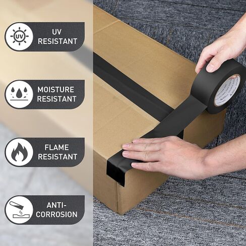 Duct Tape, Heavy Duty PVC Easy Tear Tape, Strong Adhesive Waterproof Duct Tape for Indoor Outdoor Repairs, 2 in x 36 Yard, Black, 1 Roll in Kuwait