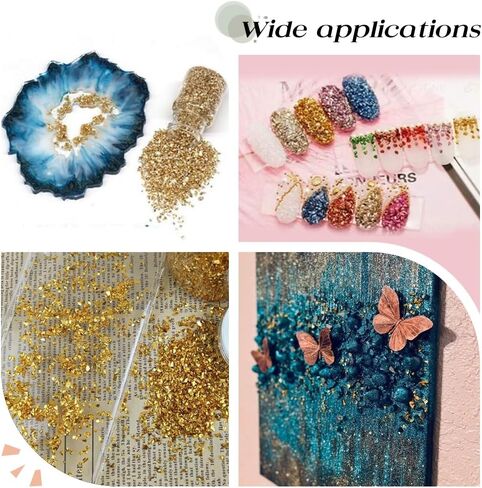 SUNNYCLUE 1 Box 150G 5 Colors Small Crushed Crystals Pink Broken Glass Bulk Metallic Chips Irregular Flakes Glitter Crystals for Crafts Nail Arts Vase Filler Epoxy Jewelry Making Supplies Women Adult in Kuwait