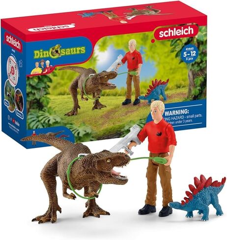 Schleich Dinosaurs, Dinosaur Toys for Kids, Tyrannosaurus Rex Attack 5-Piece Dino Set with T-Rex Toy, Ages 4+ in Saudi Arabia