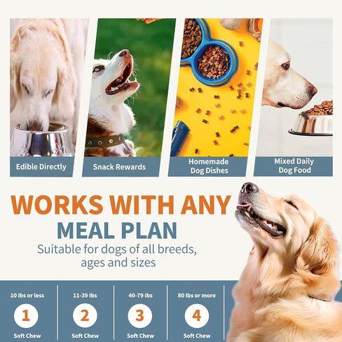Dog Multivitamin, Glucosamine Chondroitin for Dogs, Krill Oil, Probiotics, Dog Vitamins and Supplements for Immune Health, Heart, Digestion Hip & Joints, Skin, Coat (180 Chews, Steak) in Saudi Arabia